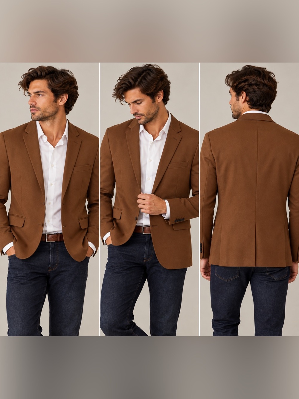 Express Men's Extra Slim Two-Button Blazer Cognac Brown Size 44S